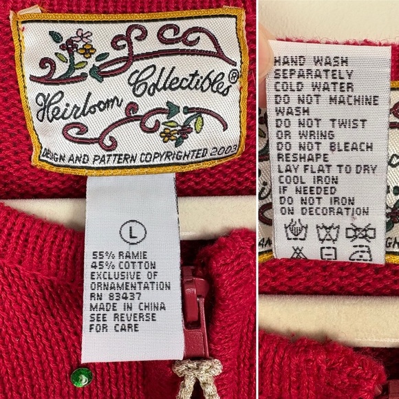 Heirloom Collectibles Christmas Cardigan Size L Full Zip Snowmen Appliques‎ Art - Picture 15 of 17